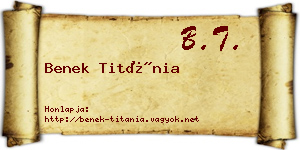 Benek Titánia névjegykártya